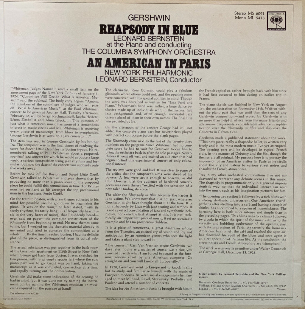 Leonard Bernstein - Rhapsody in Blue / An American in Paris